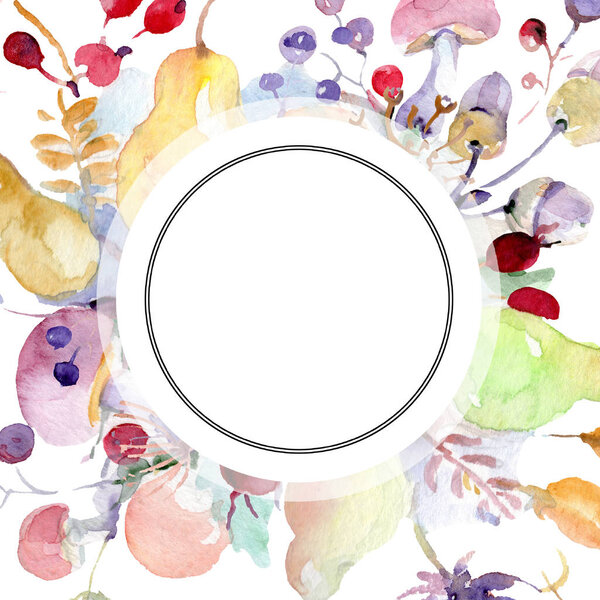 Букет с цветами и фруктами. Дикий весенний цветок изолирован. Набор акварельных фонов. Акварель акварель акварель изолирована. Граничный орнамент
.