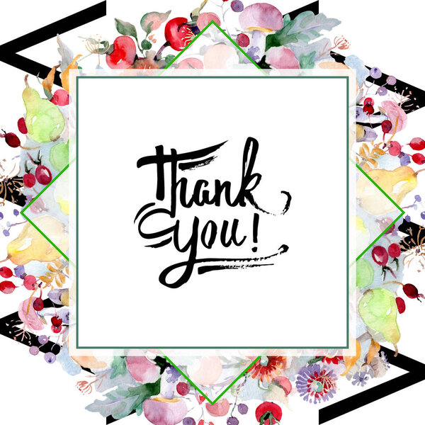 Букет с цветами и фруктами. Дикий весенний цветок изолирован. Набор акварельных фонов. Акварель акварель акварель изолирована. Граничный орнамент
.