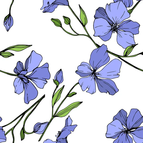 Flor Botânica Floral Vector Blue Flax Folha Selvagem Primavera Wildflower —  Vetores de Stock
