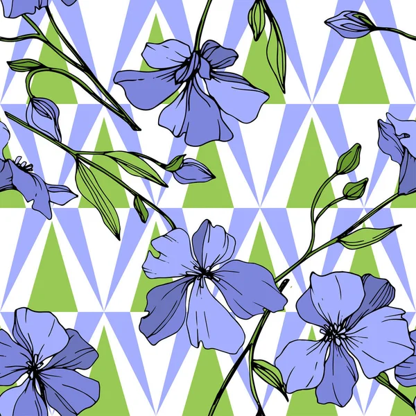 Fiore Botanico Floreale Vector Blue Flax Fiore Selvatico Primaverile Isolato — Vettoriale Stock