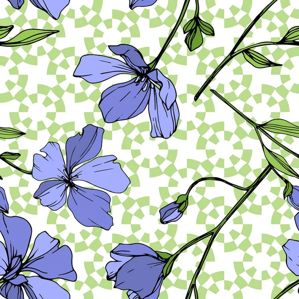 Vector Blauwe Vlas Floral Botanische Bloem Wild Voorjaar Blad Wildflower — Stockvector