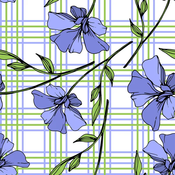Vector Blauwe Vlas Floral Botanische Bloem Wild Voorjaar Blad Wildflower — Stockvector