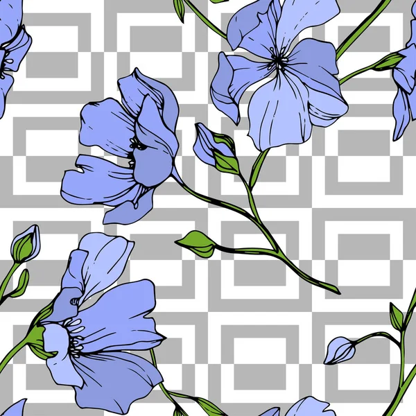 Flor Botánica Floral Vector Blue Flax Flor Silvestre Hoja Primavera — Archivo Imágenes Vectoriales