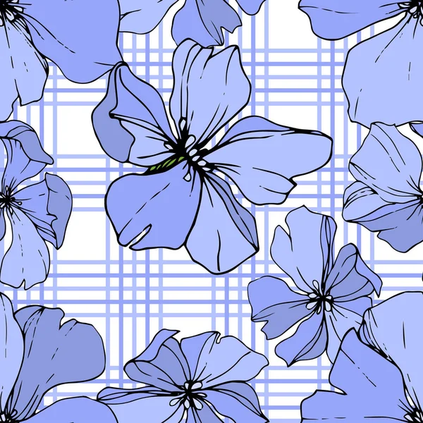 Flor Botánica Floral Vector Blue Flax Flor Silvestre Hoja Primavera — Vector de stock