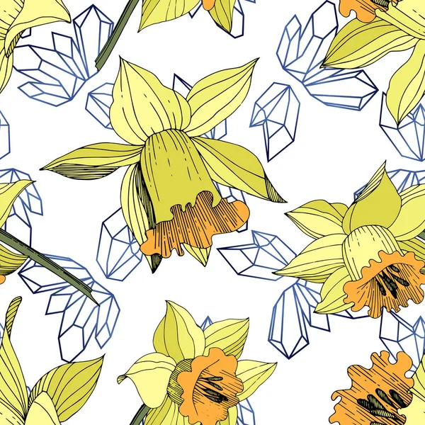 Vector Gele Narcissus Floral Botanische Bloem Wild Voorjaar Blad Wildflower — Stockvector