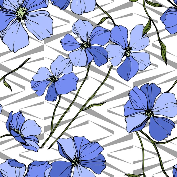 Vector Blue Flax Floral Botanical Flower Wild Spring Leaf Wildflower — Stock Vector