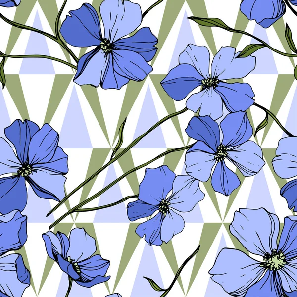 Flor Botânica Floral Vector Blue Flax Folha Selvagem Primavera Wildflower —  Vetores de Stock