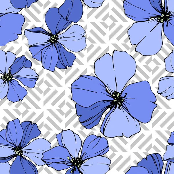 Vektor Modré Len Květinové Botanické Květina Divoký Jarní Listové Wildflower — Stockový vektor