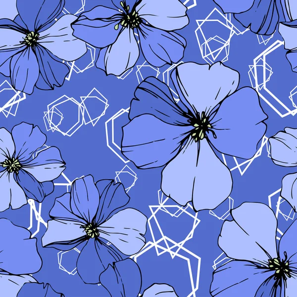 Flor Botânica Floral Vector Blue Flax Folha Selvagem Primavera Wildflower —  Vetores de Stock