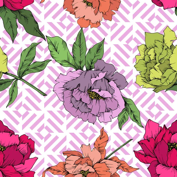 Flor Botánica Floral Vector Peony Flor Silvestre Hoja Primavera Aislada — Vector de stock