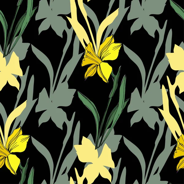 Vector Yellow Narcissus Цветочный Ботанический Цветок Дикий Весенний Цветок Изолирован — стоковый вектор