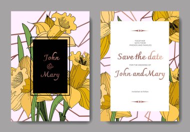 Vektör Narcissus botanik çiçek. Vahşi bahar yaprak izole kır çiçeği. Siyah ve beyaz mürekkep sanat kazınmış.