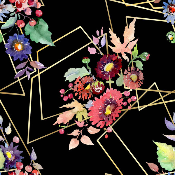 Букет с цветами и фруктами. Набор акварельных фонов. Бесшовный рисунок фона
.