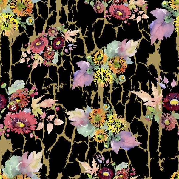 Букет с цветами и фруктами. Набор акварельных фонов. Бесшовный рисунок фона
.