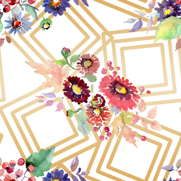 Букет с цветами и фруктами. Набор акварельных фонов. Бесшовный рисунок фона
.