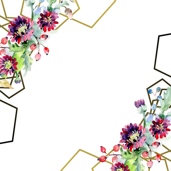 Букет с цветами и ягодами. Цветочный ботанический цветок. Дикий весенний цветок изолирован. Набор акварельных фонов. Изолированная акварель акварель
.