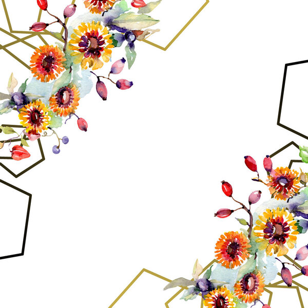 Букет с цветами и ягодами. Цветочный ботанический цветок. Дикий весенний цветок изолирован. Набор акварельных фонов. Изолированная акварель акварель
.