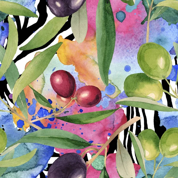 Fresh Olives Green Leaves Isolated White Watercolor Background Illustration Elements — Stock Photo, Image