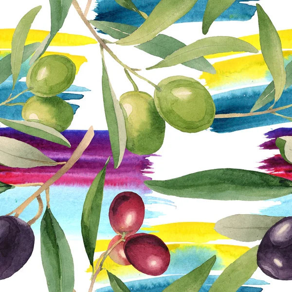 Fresh Olives Green Leaves Isolated White Watercolor Background Illustration Elements — Stock Photo, Image