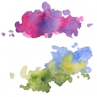Soyut suluboya kağıdı sıçrama şekilleri çizim izole. Resimde aquarelle arka planı için.