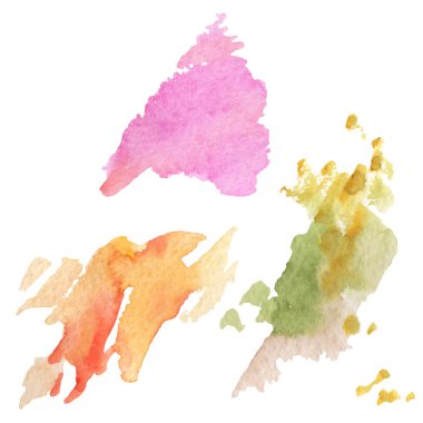 Soyut suluboya kağıdı sıçrama şekilleri çizim izole. Resimde aquarelle arka planı için.