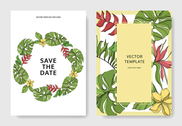 Пальмовое дерево оставляет джунгли ботаническими. Черно-греческий рисунок чернил. Декоративная граница свадебной карточки
.