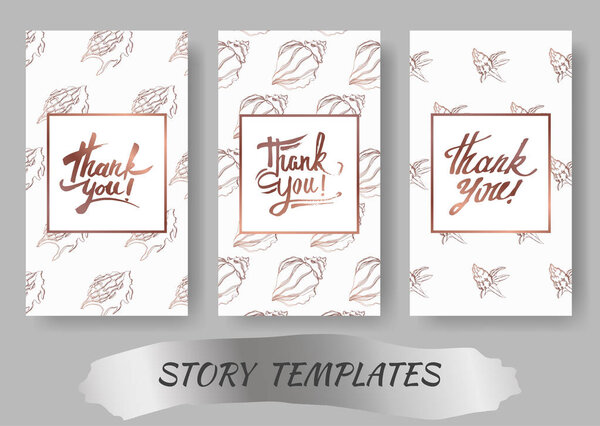 Vector Summer beach seashell tropical elements. Template cards.