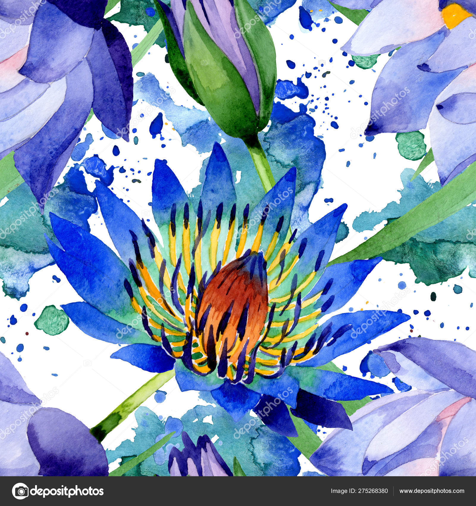 Wall Mural Blue lotus on spring background