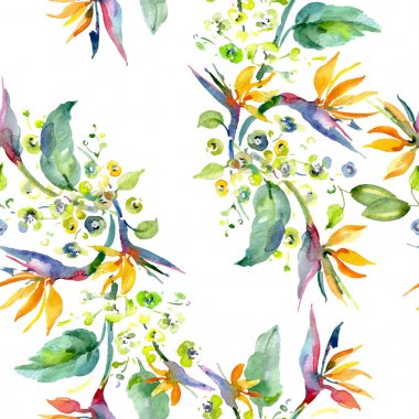 Bouquet floral botanical flowers. Watercolor background illustration set. Seamless background pattern. clipart