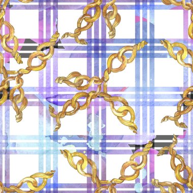 Golden chains sketch illustration in a watercolor style isolated element. Seamless background pattern. clipart