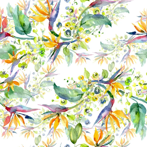 Bouquet floral botanical flowers. Watercolor background illustration set. Seamless background pattern. — Stock Photo, Image