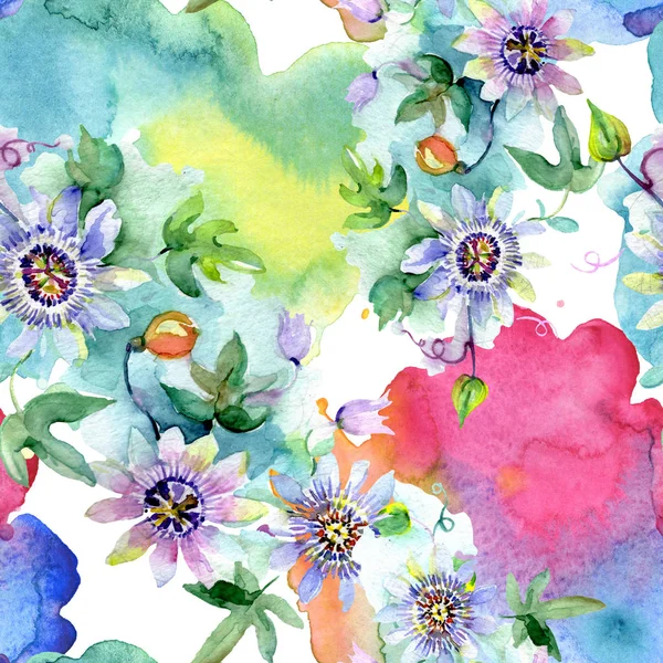 Bouquet floral botanical flowers. Watercolor background illustration set. Seamless background pattern. — Stock Photo, Image