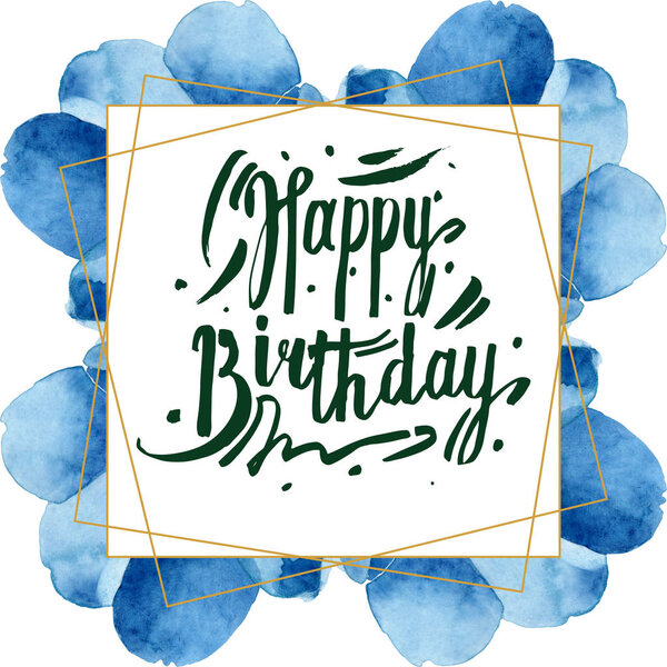 Blue tulip floral botanical flowers. Watercolor background illustration set. Frame border ornament square.