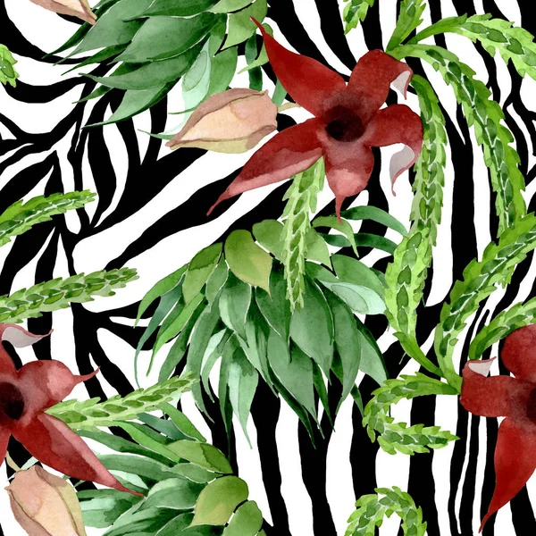 緑のサボテンの花の植物の花。●水彩背景イラストセット。シームレスな背景パターン. — ストック写真