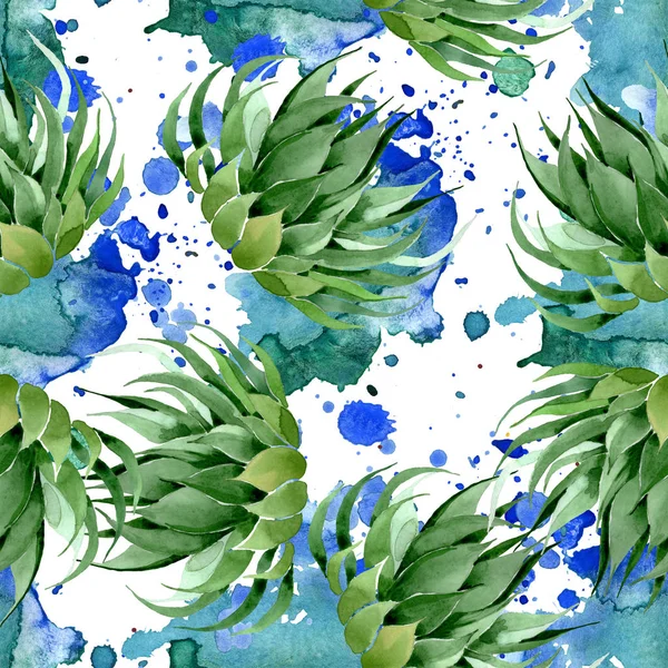Zielony kaktus kwiatowy kwiat botaniczny. Akwarela zestaw ilustracji tła. Płynny wzór tła. — Zdjęcie stockowe
