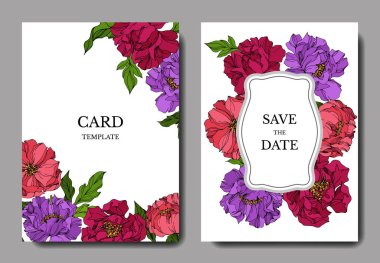 Şakayık çiçekbotanik çiçekleri. Oyulmuş mürekkep sanatı. Düğün arka plan kartı çiçek dekoratif sınır.