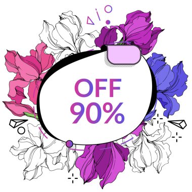 Vector Sale tags set. Discount price offer. Engraved ink art. Isolated percent sticker illustration element. clipart