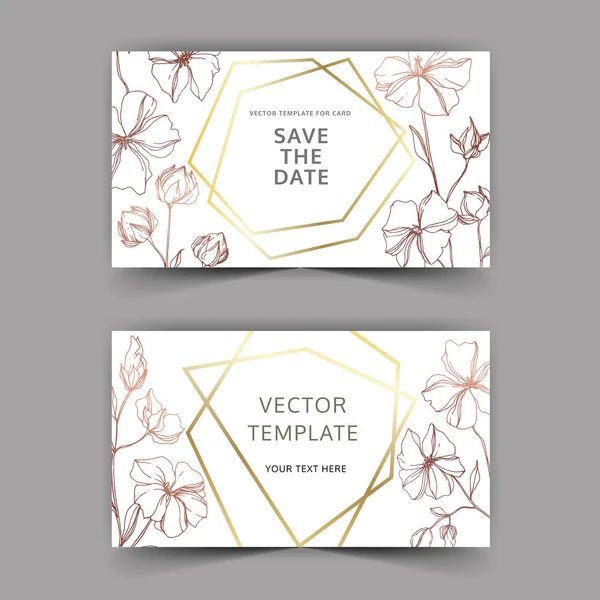 Vector Flax flores botânicas florais. Tinta gravada a preto e branco. Casamento cartão de fundo . — Vetor de Stock