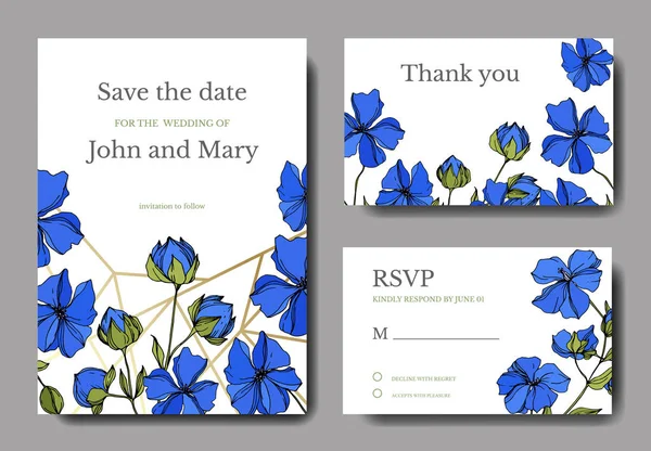 Vector Flax flores botânicas florais. Tinta gravada a preto e branco. Casamento cartão de fundo . —  Vetores de Stock