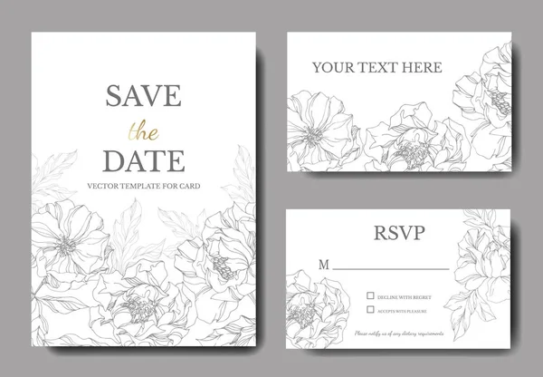 Şakayık çiçekbotanik çiçekleri. Oyulmuş mürekkep sanatı. Düğün arka plan kartı çiçek dekoratif sınır.
