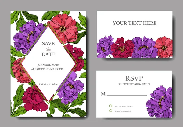 Peony floral botanical flowers. Engraved ink art. Wedding background card floral decorative border. — Stock Vector
