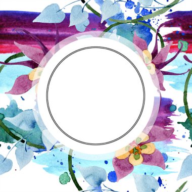 Süsleme botanik çiçek. Vahşi bahar yaprak izole kır çiçeği. Suluboya arka plan illüstrasyon küme. Suluboya çizim moda aquarelle izole. Çerçeve kenarlığı süsleme Meydanı.
