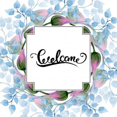 Süsleme botanik çiçek. Vahşi bahar yaprak izole kır çiçeği. Suluboya arka plan illüstrasyon küme. Suluboya çizim moda aquarelle izole. Çerçeve kenarlığı süsleme Meydanı.