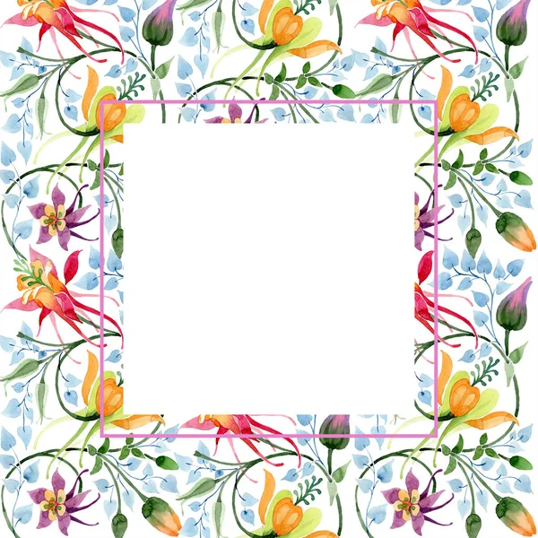Blumenschmuck Botanische Blume Wildes Frühlingsblatt Wildblume Isoliert Aquarell Hintergrundillustration Set — Stockfoto