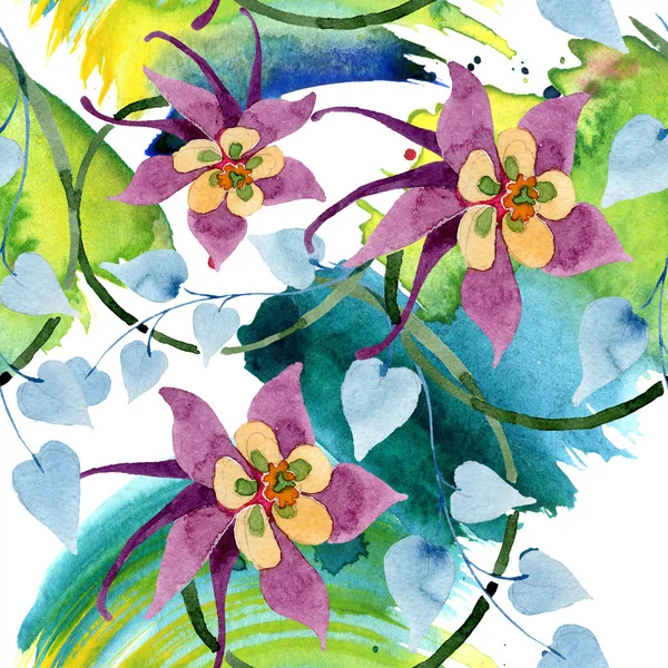 Floral Βοτανικό Λουλούδι Στολίδι Ακουαρέλα Φόντο Εικόνα Σύνολο Ακουαρέλα Σχεδίασης — Φωτογραφία Αρχείου