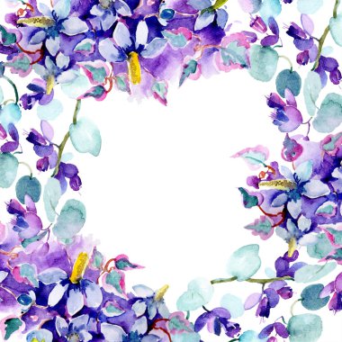 Buket botanik çiçek. Vahşi bahar yaprak izole kır çiçeği. Suluboya arka plan illüstrasyon küme. Suluboya çizim moda aquarelle izole. Çerçeve kenarlığı süsleme Meydanı.