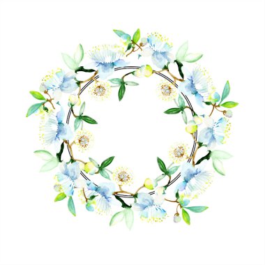 Buket botanik çiçek. Vahşi bahar yaprak izole kır çiçeği. Suluboya arka plan illüstrasyon küme. Suluboya çizim moda aquarelle izole. Çerçeve kenarlığı süsleme Meydanı.