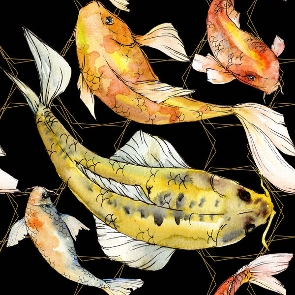 Акварельные акварельные подводные красочные тропические рыбы набор. Красное море и экзотические рыбы внутри: Золотая рыба
.
