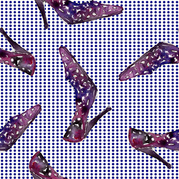 Clothes accessories set trendy outfit. Watercolor background illustration set. Watercolour drawing fashion aquarelle. Seamless background pattern. Fabric wallpaper print texture.