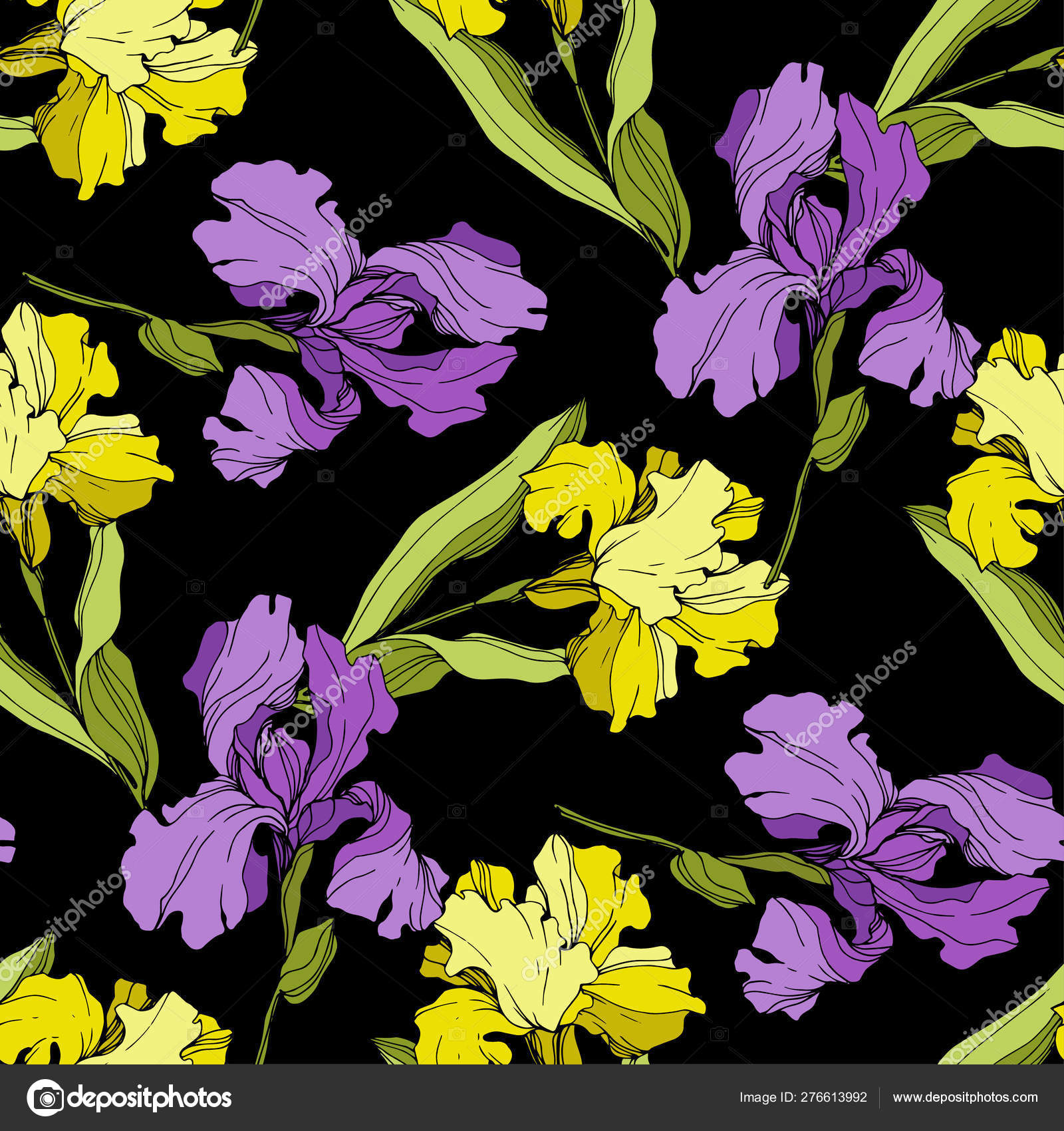 Vector Iris Floral Botanical Flower Seamless Background Pattern Fabric Wallpaper Print Texture Vector Image By C Andreyanush Vector Stock
